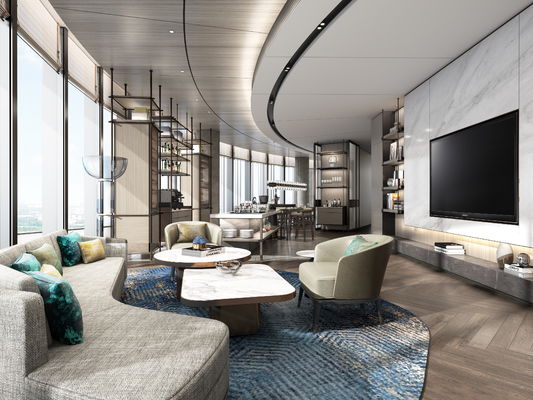Muebles de salón de lujo de cuero y terciopelo para un aspecto sofisticado