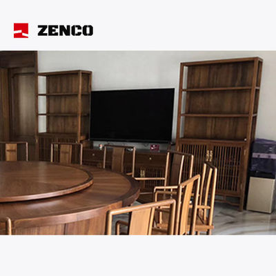 Set de comedor de estilo chino de madera maciza con mesa giratoria 12 sillas y 2 armarios de vino