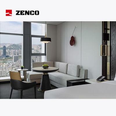 Muebles de dormitorio de hotel modernos y cómodos con madera maciza y cuero