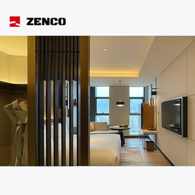 Muebles de dormitorio de hotel modernos y cómodos con madera maciza y cuero
