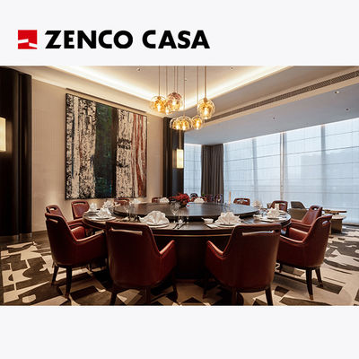 Muebles ligeros de hotel de lujo restaurante incluye mesa eléctrica y sillas de cuero