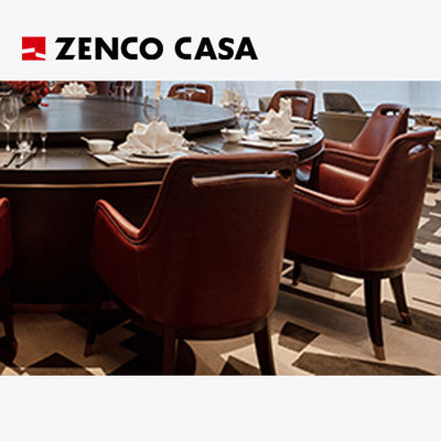 Muebles ligeros de hotel de lujo restaurante incluye mesa eléctrica y sillas de cuero