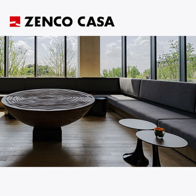 Muebles de hotel de ocio Sofá fijo para varias personas estilo Wabi Sabi Mesa de café de pilar de madera