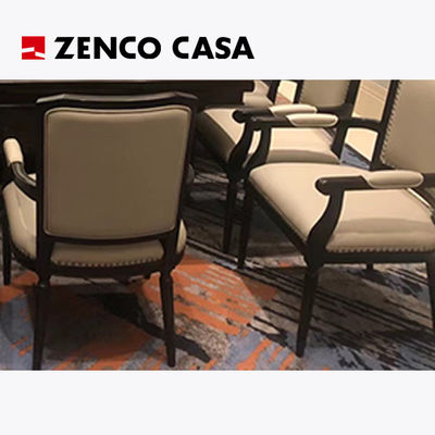 Muebles para salas de reuniones de hoteles Mesa de conferencias de madera maciza con silla de conferencias de madera de cuero