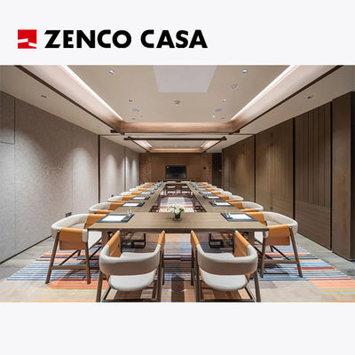 Muebles para salas de reuniones de hoteles con mesa larga de madera maciza y silla de estar