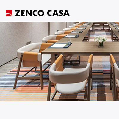Muebles para salas de reuniones de hoteles con mesa larga de madera maciza y silla de estar