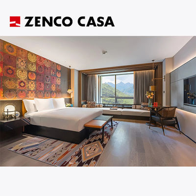 Muebles contemporáneos para dormitorios de hoteles con cama y mesa de cama de madera maciza