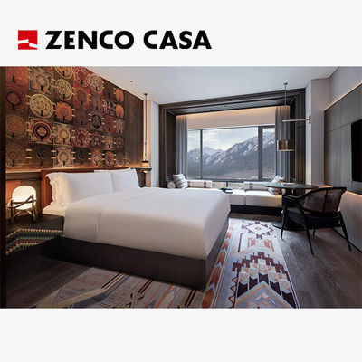 Muebles contemporáneos para dormitorios de hoteles con cama y mesa de cama de madera maciza