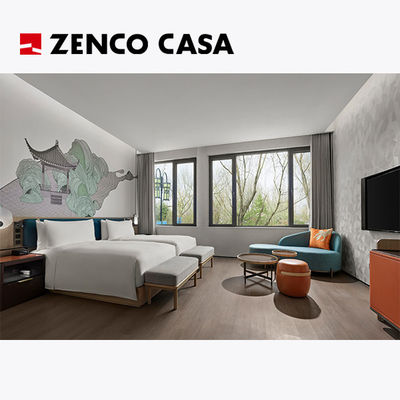 Muebles de dormitorio de hotel de estilo contemporáneo para habitaciones con camas dobles