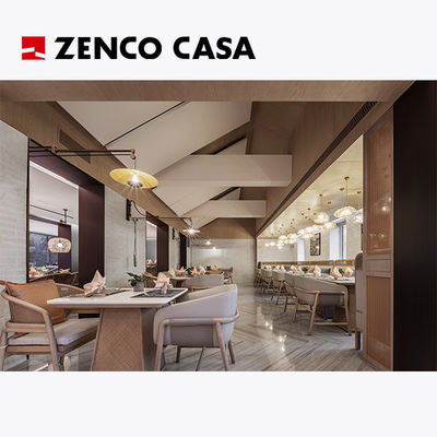 Muebles modernos para comedores de hoteles, incluyendo mesas y sillas cuadradas