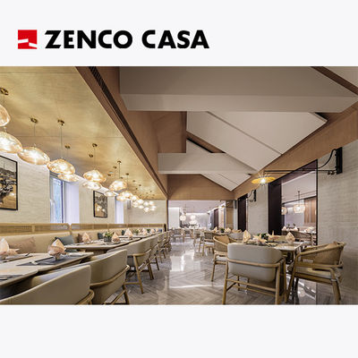 Muebles modernos para comedores de hoteles, incluyendo mesas y sillas cuadradas