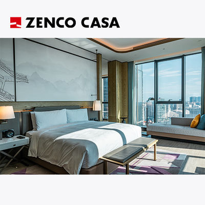 Muebles de hotel de lujo con cama y mesa de noche