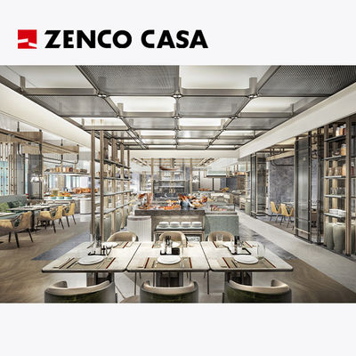 El conjunto de muebles del hotel y restaurante incluye silla de cuero y mesa de mármol.