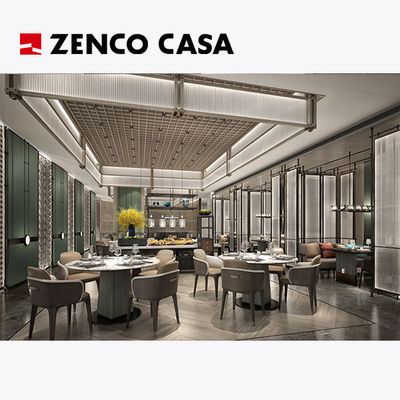 El conjunto de muebles del hotel incluye silla de cuero y mesa redonda de mármol.