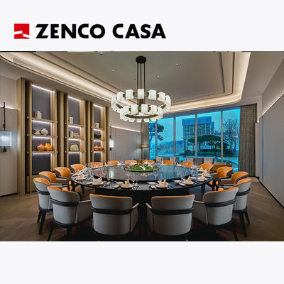 Muebles de hoteles y restaurantes brillantes, incluidas las mesas de comedor eléctricas y las sillas de cuero