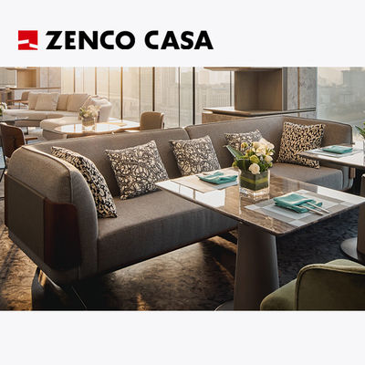 Muebles de vestíbulo de hotel con sofá y mesa de café