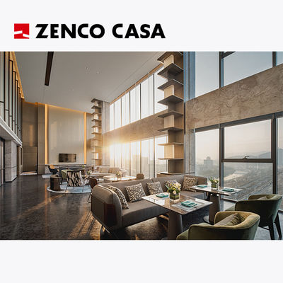 Muebles de vestíbulo de hotel con sofá y mesa de café