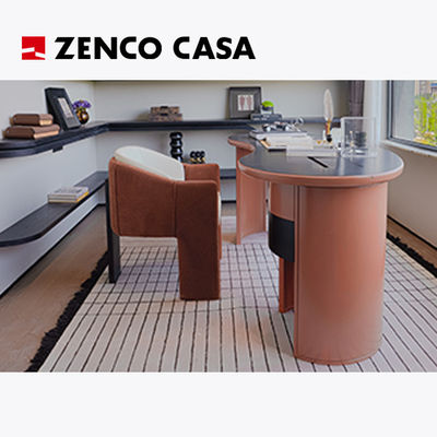 Conjunto de muebles de estudio con escritorio naranja-rojo y silla de libro para apartamento