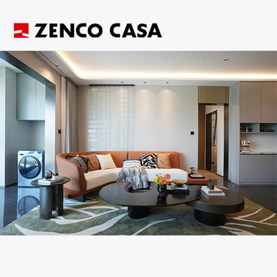 Set de muebles de salón de apartamentos con sofá curvo y mesa de café