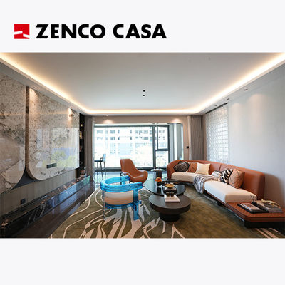 Set de muebles de salón de apartamentos con sofá curvo y mesa de café