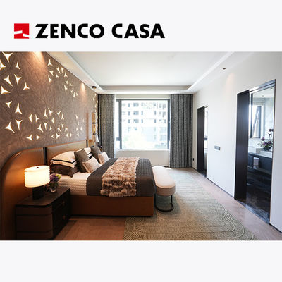 Muebles de dormitorio de lujo ligeros Compuesto por una cómoda cama doble y una cabecera de madera sólida