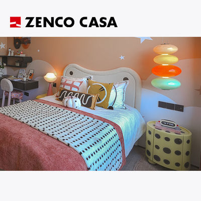 Muebles de dormitorio contemporáneos, incluida la cama de los niños con mesa de cama de madera maciza redonda
